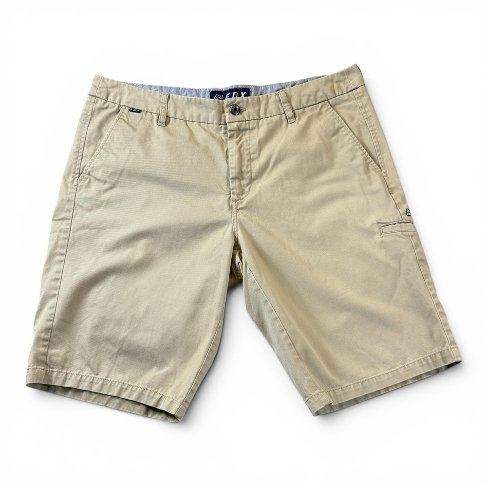 Fox Racing Mens 36 Chino Shorts Flat Front Khaki